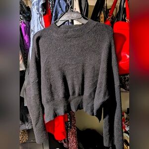 Sincerely Jules Black  Cropped Boxy Crew Neck Sweater